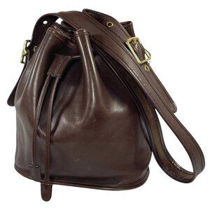 Vintage 9952 Coach Lula's Dark Brown Drawstring Bucket Leather Handbag